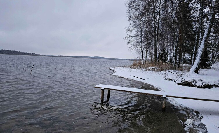 Озеро Струсто, первый снег