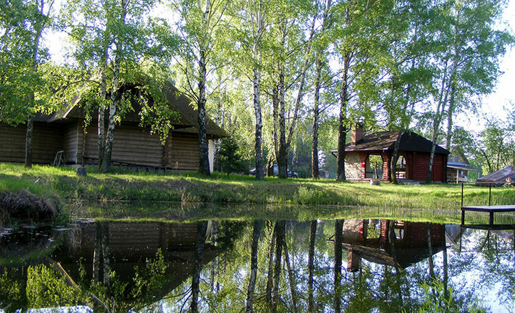 Пруд, беседка с барбекю